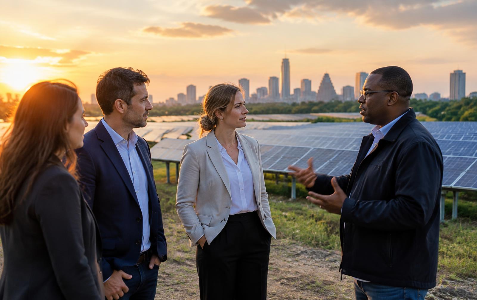 Energy technology leaders at a solar project near Austin