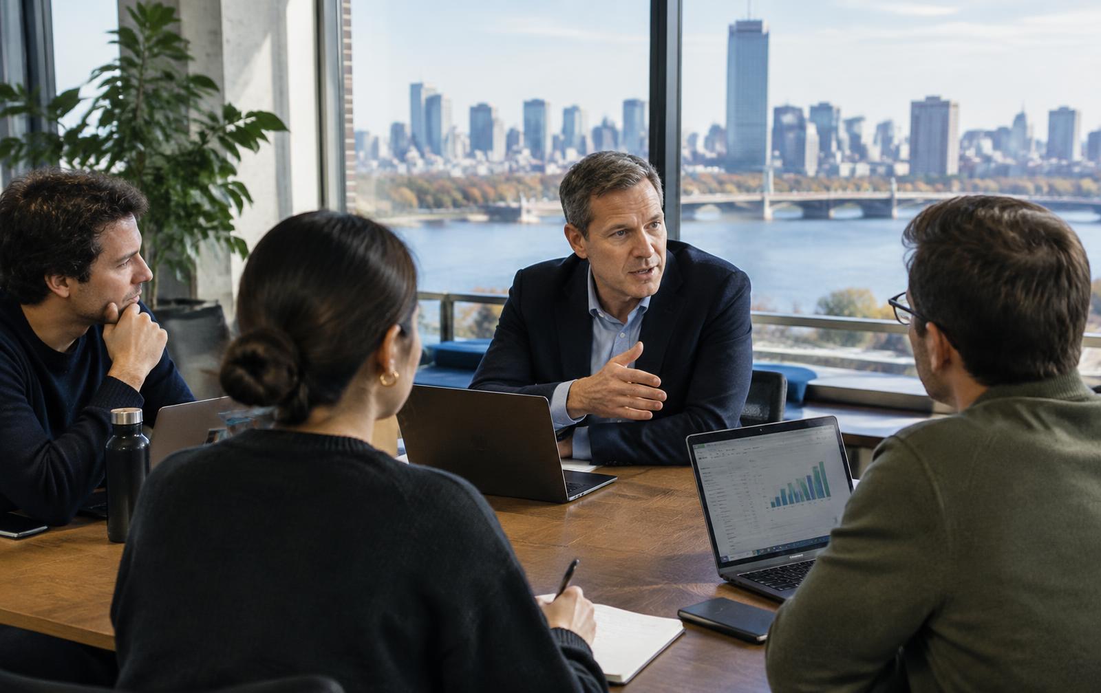 Fractional chief commercial officer leading a pipeline review in Boston